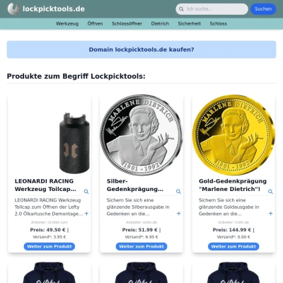 Screenshot lockpicktools.de