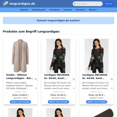 Screenshot longcardigan.de