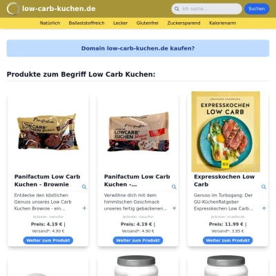 Screenshot low-carb-kuchen.de