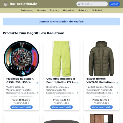 Screenshot low-radiation.de