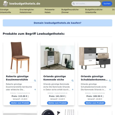 Screenshot lowbudgethotels.de