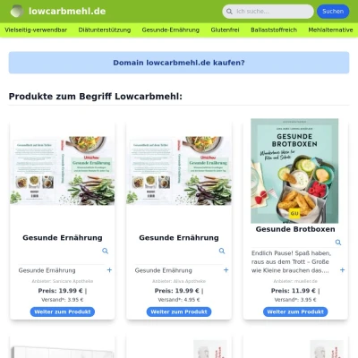 Screenshot lowcarbmehl.de