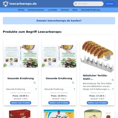 Screenshot lowcarbwraps.de