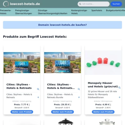 Screenshot lowcost-hotels.de