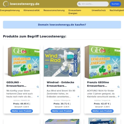 Screenshot lowcostenergy.de