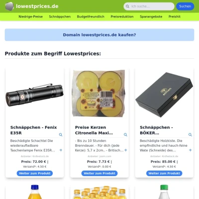 Screenshot lowestprices.de