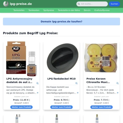 Screenshot lpg-preise.de