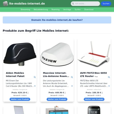 Screenshot lte-mobiles-internet.de