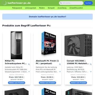 Screenshot luefterloser-pc.de