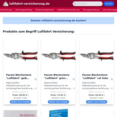 Screenshot luftfahrt-versicherung.de