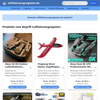 Screenshot luftfahrzeugregister.de