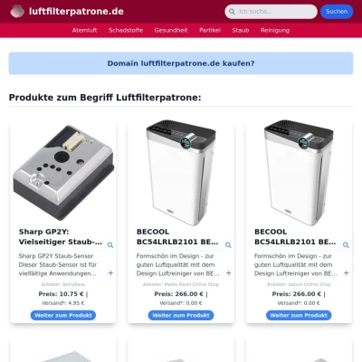 Screenshot luftfilterpatrone.de