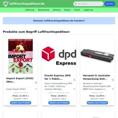 Screenshot luftfrachtspediteur.de