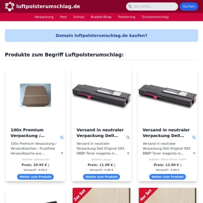 Screenshot luftpolsterumschlag.de