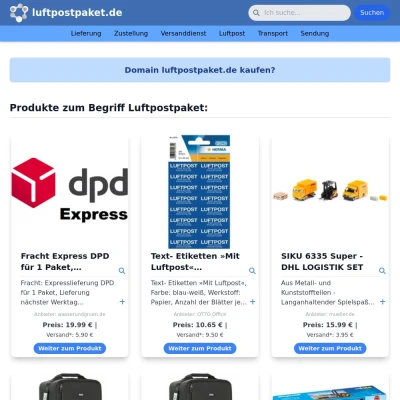 Screenshot luftpostpaket.de