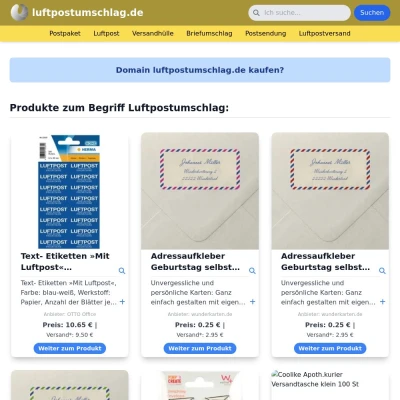 Screenshot luftpostumschlag.de