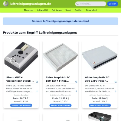 Screenshot luftreinigungsanlagen.de