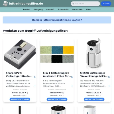 Screenshot luftreinigungsfilter.de
