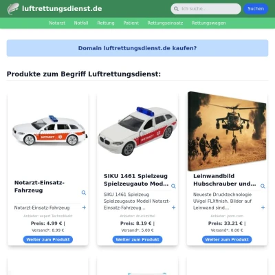 Screenshot luftrettungsdienst.de