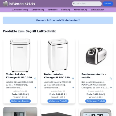 Screenshot lufttechnik24.de