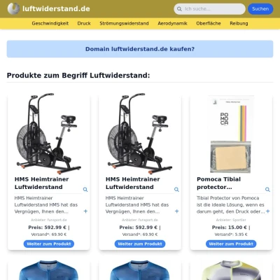 Screenshot luftwiderstand.de