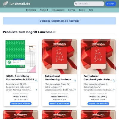 Screenshot lunchmail.de