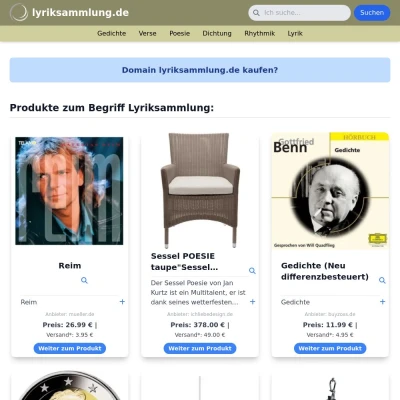 Screenshot lyriksammlung.de