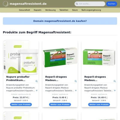 Screenshot magensaftresistent.de