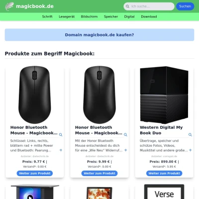 Screenshot magicbook.de