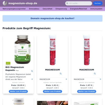 Screenshot magnesium-shop.de