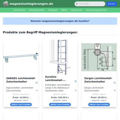 Screenshot magnesiumlegierungen.de