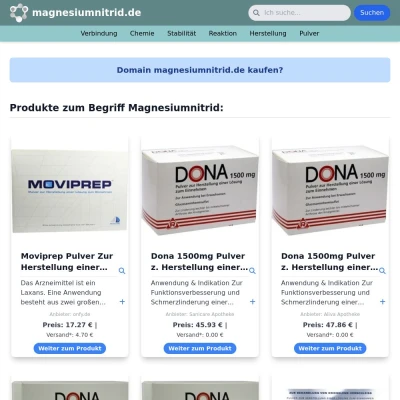 Screenshot magnesiumnitrid.de