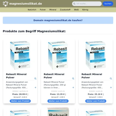 Screenshot magnesiumsilikat.de