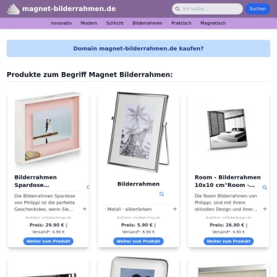 Screenshot magnet-bilderrahmen.de