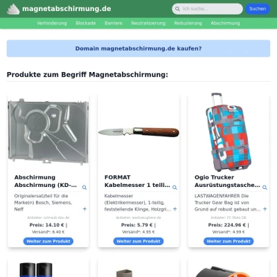 Screenshot magnetabschirmung.de