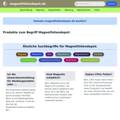 Screenshot magnetfoliendepot.de