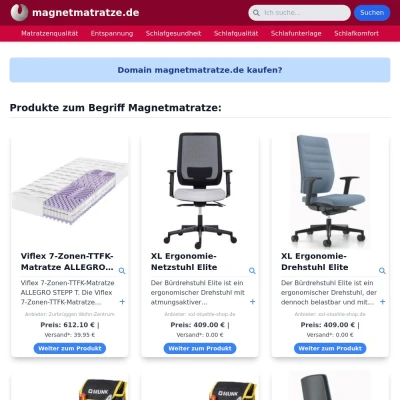 Screenshot magnetmatratze.de