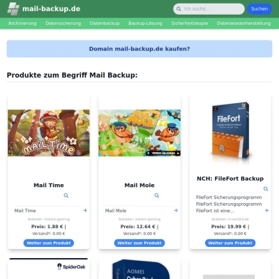 Screenshot mail-backup.de