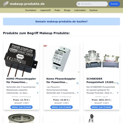 Screenshot makeup-produkte.de