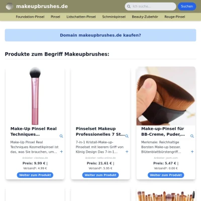 Screenshot makeupbrushes.de