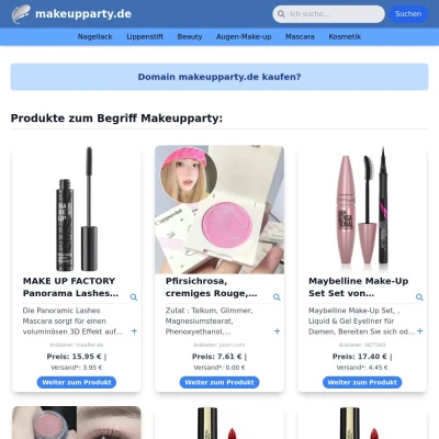 Screenshot makeupparty.de