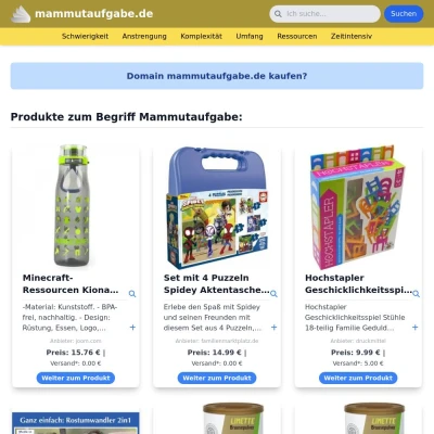 Screenshot mammutaufgabe.de