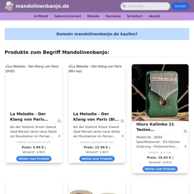 Screenshot mandolinenbanjo.de