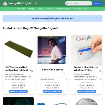 Screenshot mangelhaftigkeit.de