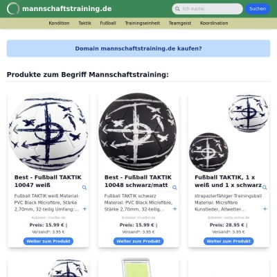 Screenshot mannschaftstraining.de