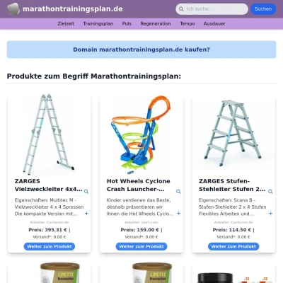 Screenshot marathontrainingsplan.de