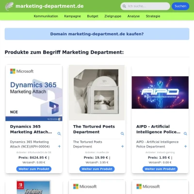 Screenshot marketing-department.de