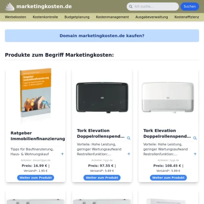 Screenshot marketingkosten.de