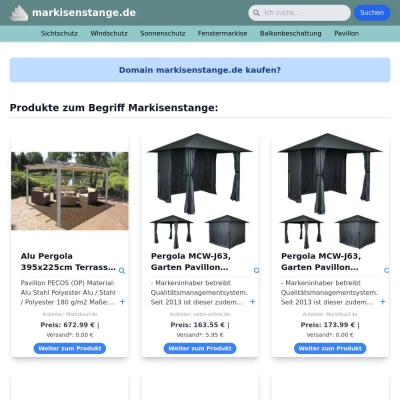 Screenshot markisenstange.de