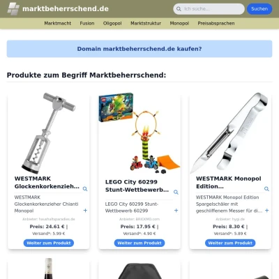 Screenshot marktbeherrschend.de